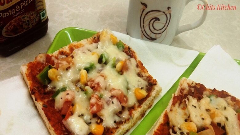 Bread Pizza/How to make Bread Pizza Recipe - Chits Kitchen