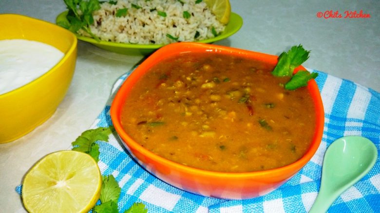 Green Moong Dal Curry/Whole Green Moong Dal Tadka - Chits Kitchen